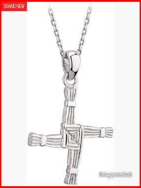 St Brigids Cross Pendant Necklace 18 inch Sterling Silver Irish Made